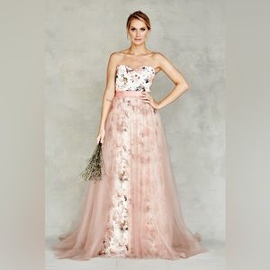 Formal dress, wedding dress, detachable skirt, Carrafina, floral print, BHLDN